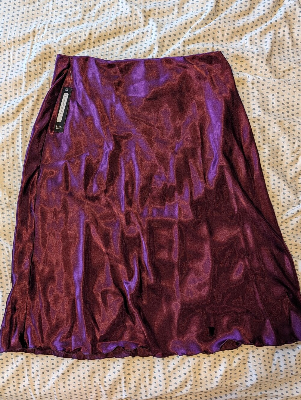 NWT Nicole Miller Purple Satin Skirt